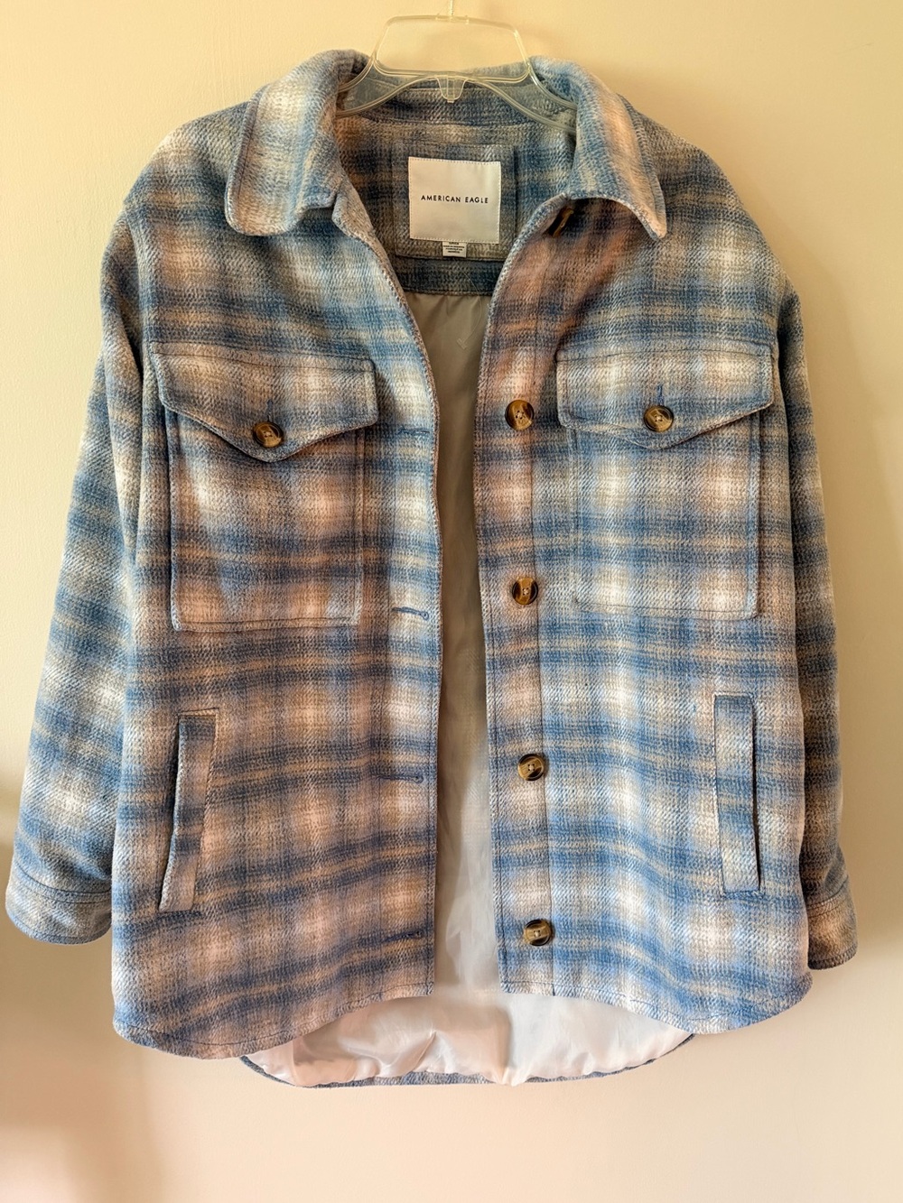 American Eagle Blue Plaid Shacket - Size Small